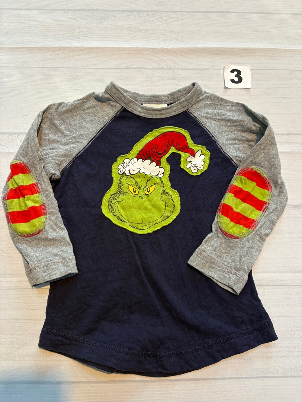 Hanna Andersson Navy & Gray Long-Sleeve Grinch Raglan Tee